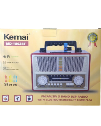 رادیو و اسپیکر وایرلس بلوتوثی و پخش از یو اس بی و رم KEMAI RADIO WIRELESS SPEAKER WITHE USB TFT MUSIC PLAYER MD-1802BT